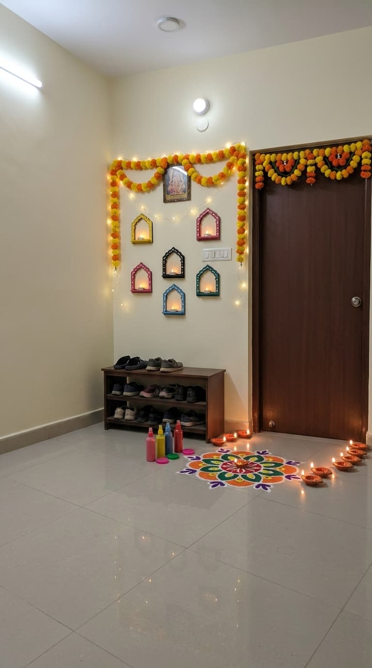 Traditional diya Diwali decoration