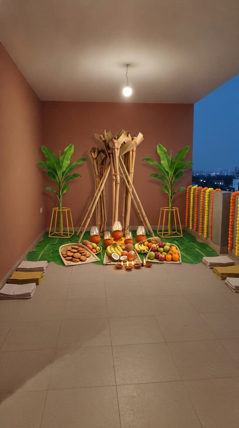 Sugarcane canopy Chhath Puja decoration