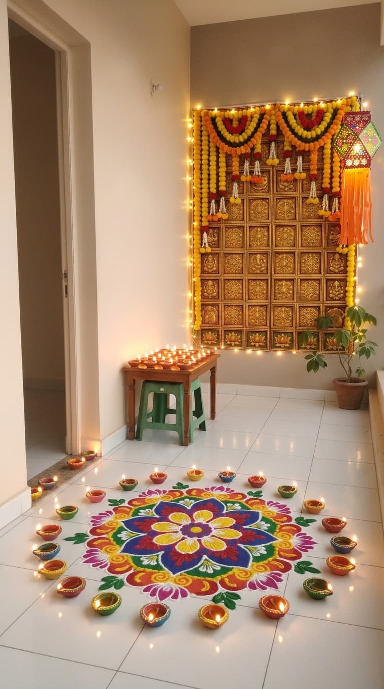 Traditional diya Diwali decoration