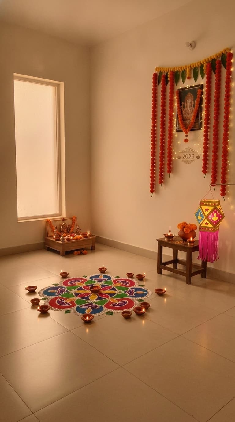Traditional diya Diwali decoration