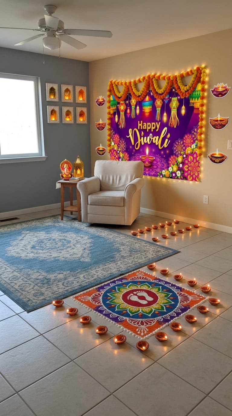 Traditional diya Diwali decoration