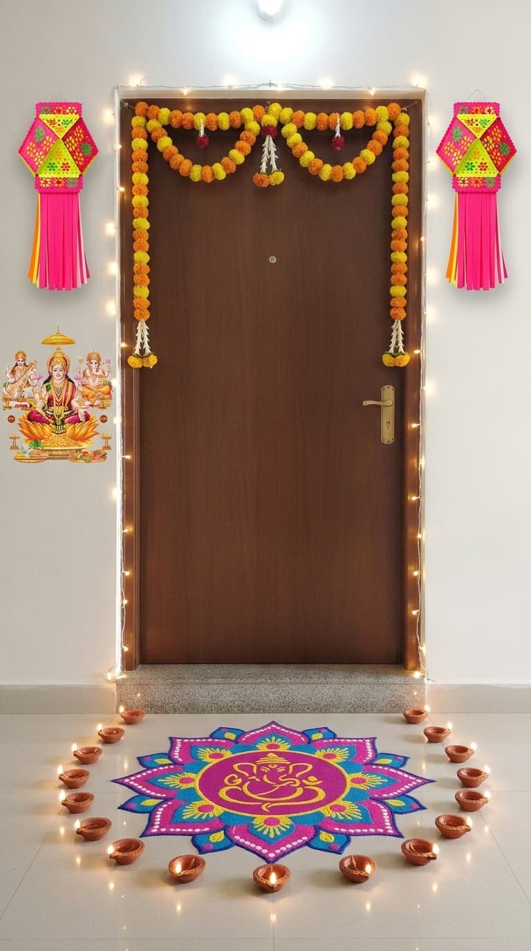 Traditional diya Diwali decoration