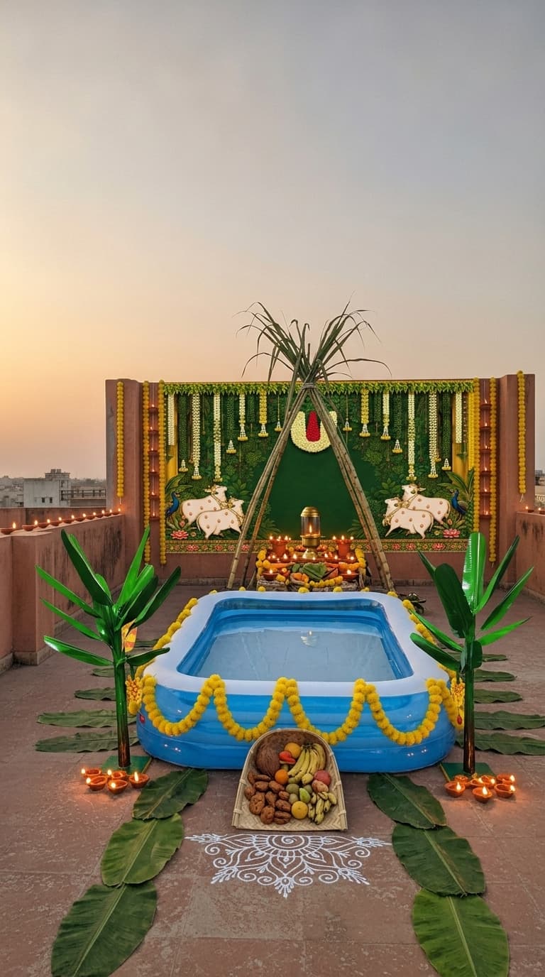 Complete ghat Chhath Puja decoration