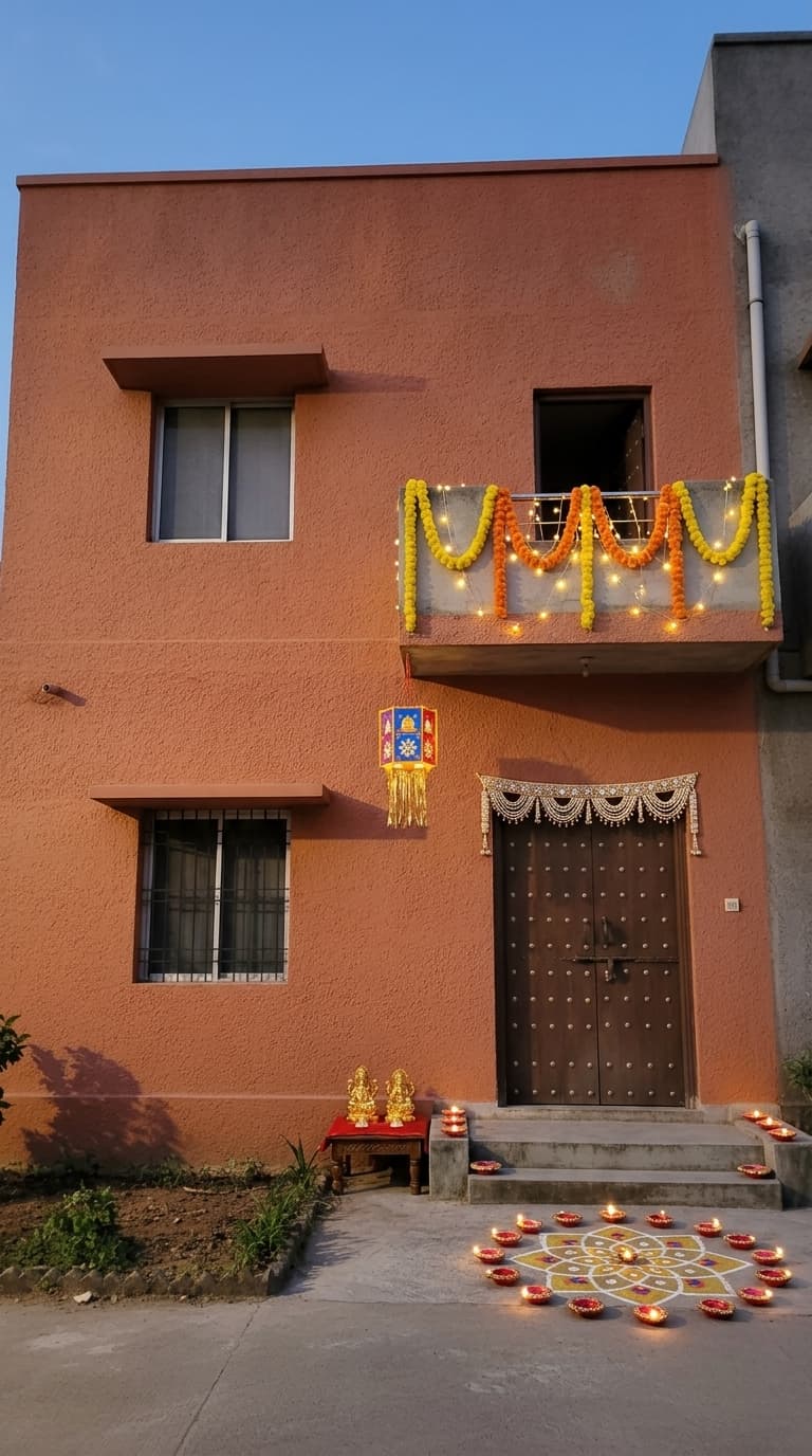 Modern minimal Diwali decoration