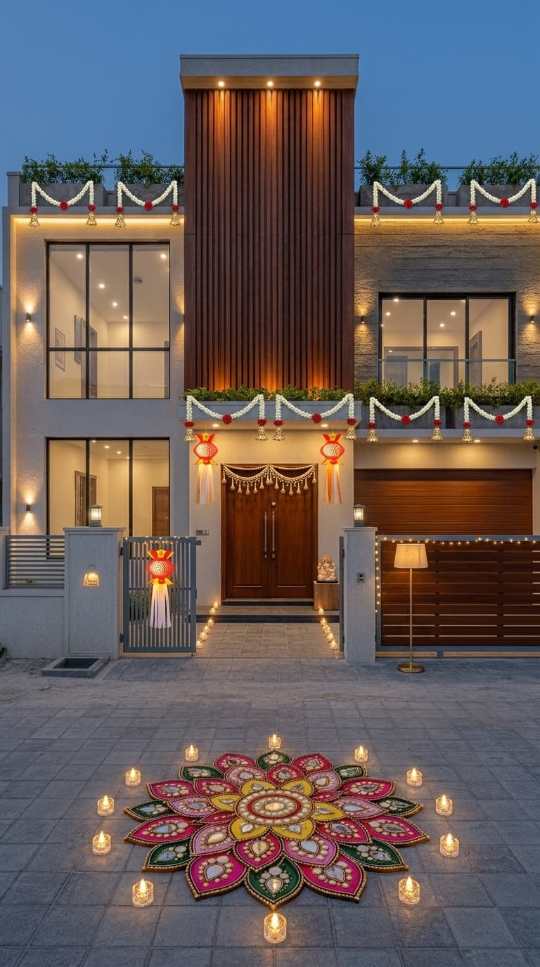 Modern minimal Diwali decoration