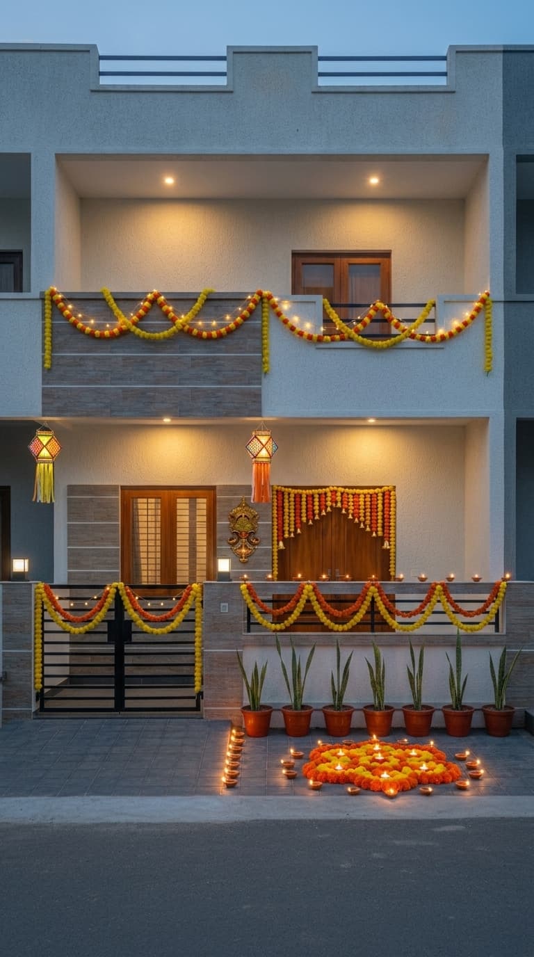 Traditional diya Diwali decoration